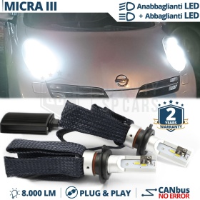 Kit LED H4 para NISSAN MICRA 3 K12 Luces de Cruce + Carretera | 6500K 8000LM CANbus