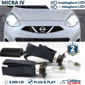 Kit LED H4 para NISSAN MICRA 4 K13 Luces de Cruce + Carretera | 6500K 8000LM CANbus
