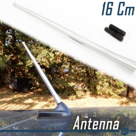 Universal Screw Aerial Car Antenna 16 CM Alluminium Silver AM-FM-DAB+ Radio Reception