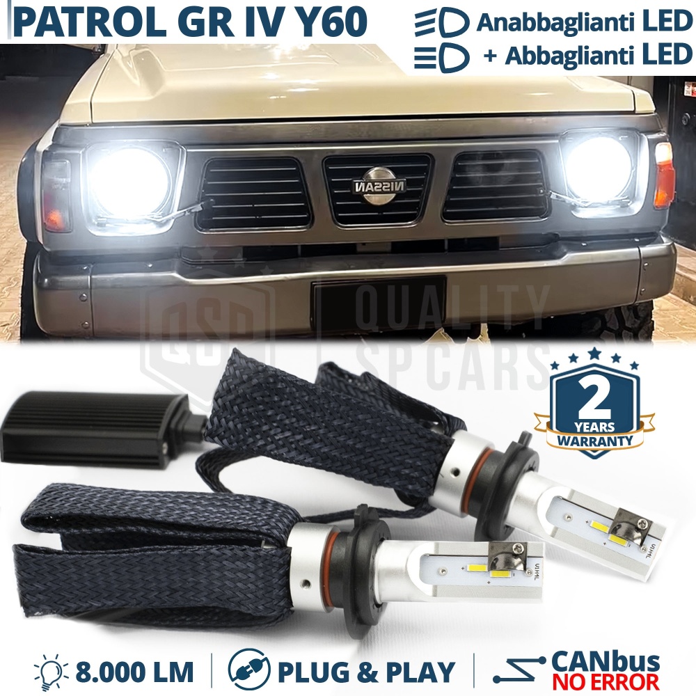 Kit LED H4 para NISSAN PATROL GR 4 Y60 Luces de Cruce + Carretera | 6500K 8000LM CANbus