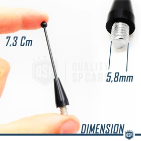 Screw Aerial Car Antenna 7 CM Alluminium Black, Compatible with thread between 5 / 6mm, AM-FM-DAB+ Radio Reception