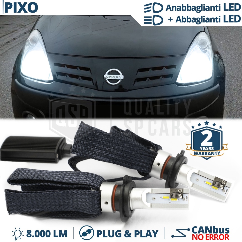 Kit LED H4 para NISSAN PIXO Luces de Cruce + Carretera | 6500K 8000LM CANbus
