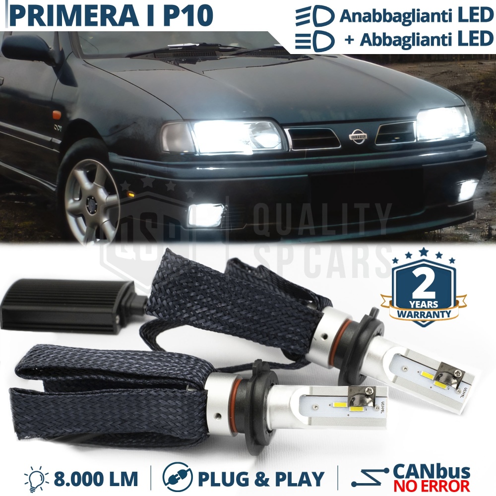 Kit LED H4 para NISSAN PRIMERA 1 P10 Luces de Cruce + Carretera | 6500K 8000LM CANbus