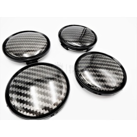 X4 TAPAS 75mm, Tapabujes de ABS Negro Fibra de Carbon de Calidad PARA Centro de llantas de aleación Mercedes Clase A, B, C, E, S, SL, SLK, ML, GL, GLA, GLK, GLS, CLA, CLS, CLK