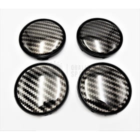 X4 TAPAS 75mm, Tapabujes de ABS Negro Fibra de Carbon de Calidad PARA Centro de llantas de aleación Mercedes Clase A, B, C, E, S, SL, SLK, ML, GL, GLA, GLK, GLS, CLA, CLS, CLK