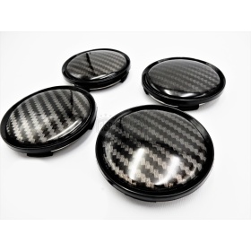X4 TAPAS 75mm, Tapabujes de ABS Negro Fibra de Carbon de Calidad PARA Centro de llantas de aleación Mercedes Clase A, B, C, E, S, SL, SLK, ML, GL, GLA, GLK, GLS, CLA, CLS, CLK