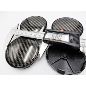 4 WHEELS HUB CENTER CAPS 68MM for BMW 1 2 3 4 5 6 7 M Z Series CARBON FIBER Effect in Quality Black ABS, FOR Alloy Wheels