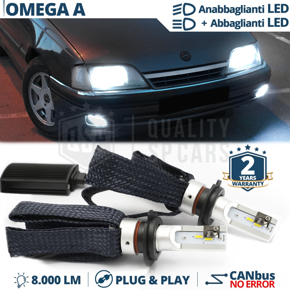 H4 Full LED Kit for OPEL OMEGA A Low + High Beam | 6500K 8000LM CANbus Error FREE