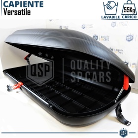 Cofre de techo para Coche, Portaequipajes de Viaje Para Seat Efecto Fibra de Carbono Negro, TÜV APROBADO y CERTIFICAD