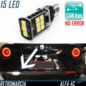 Luce de Marcha Atrás LED para Alfa Romeo 4C (13-19) | 1x Bombilla Led T15 W16W 6500K Blanco FRIO | CANBUS No Errores