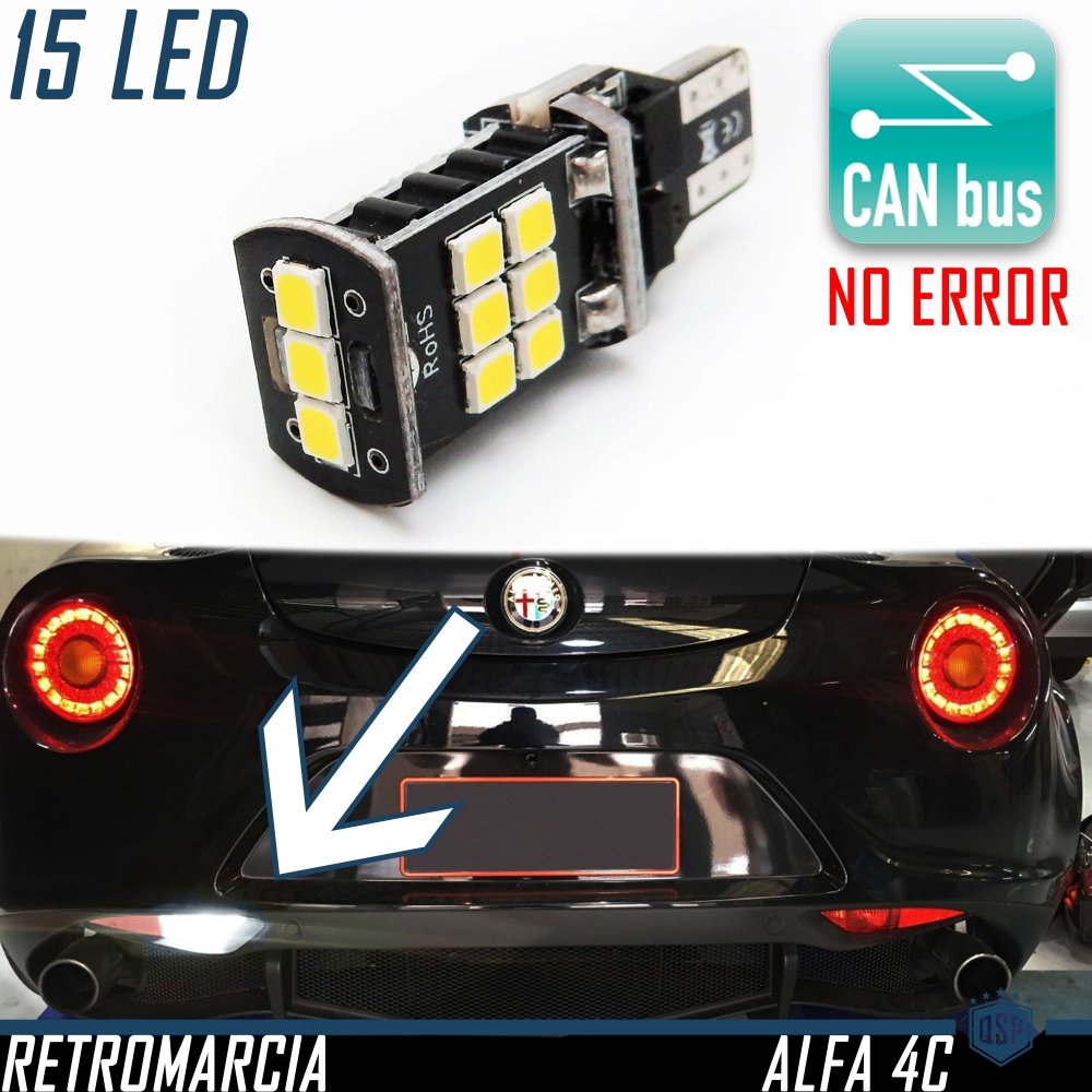 Luce de Marcha Atrás LED para Alfa Romeo 4C (13-19) | 1x Bombilla Led T15 W16W 6500K Blanco FRIO | CANBUS No Errores Luce de Marcha Atrás LED para Alfa Romeo 4C (13-19) | 1x Bombilla Led T15 W16W 6500K Blanco FRIO | CANBUS No Errores