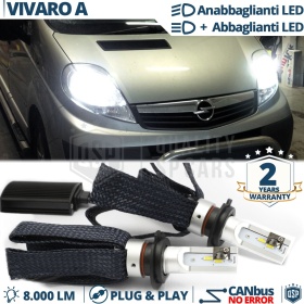Kit LED H4 para OPEL VIVARO A Luces de Cruce + Carretera | 6500K 8000LM CANbus