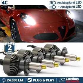 Kit LED LUCES DE CRUCE + CARRETERA para Alfa Romeo 4C | CANbus, Luz Blaca 6500K