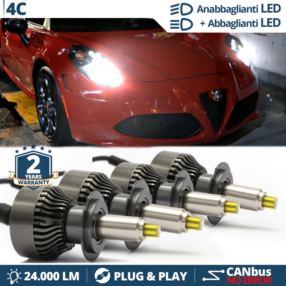 Kit LED LUCES DE CRUCE + CARRETERA para Alfa Romeo 4C | CANbus, Luz Blaca 6500K