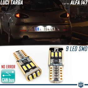 Luci Targa LED per Alfa Romeo 147 (00-05) | Lampadine T10 W5W, 6500K Bianco Ghiaccio, 100% CANBUS