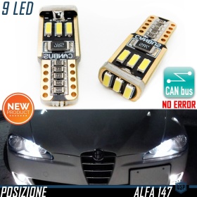 Luci di Posizione LED per Alfa Romeo 147 Restyling (05-10) | 2 Lampadine T10 W5W 6500K Bianco Ghiaccio | 100% CANBUS