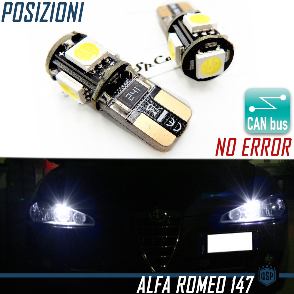 2x Bombillas LED Posición para Alfa Romeo 147 Facelift (05-10) | T10 W5W 6500K Blanco FRÍO | CANBUS No Errores 2x Bombillas LED Posición para Alfa Romeo 147 Facelift (05-10) | T10 W5W 6500K Blanco FRÍO | CANBUS No Errores