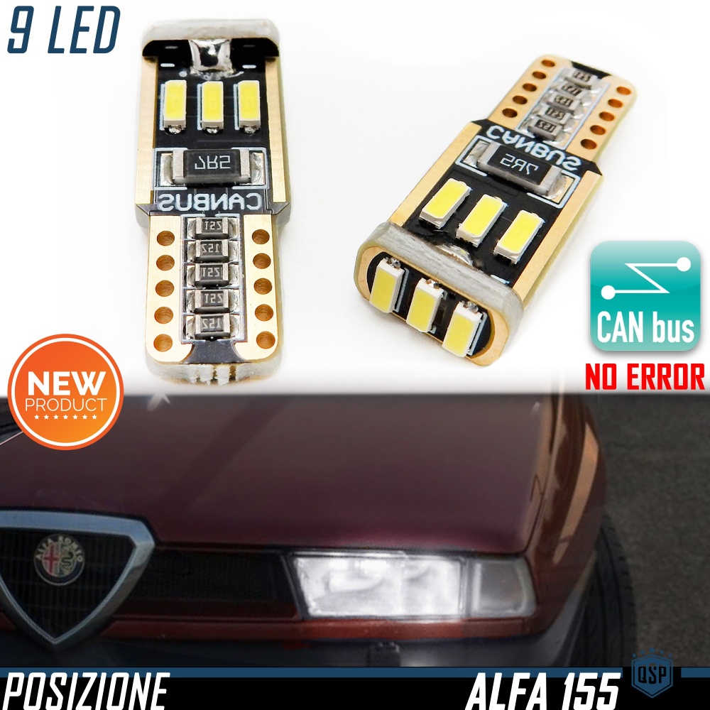 Luces de Posición LED para Alfa Romeo 155 | 2x Bombillas T10 W5W 6500K Blanco Frío | 100% CANBUS No Error Luces de Posición LED para Alfa Romeo 155 | 2x Bombillas T10 W5W 6500K Blanco Frío | 100% CANBUS No Error