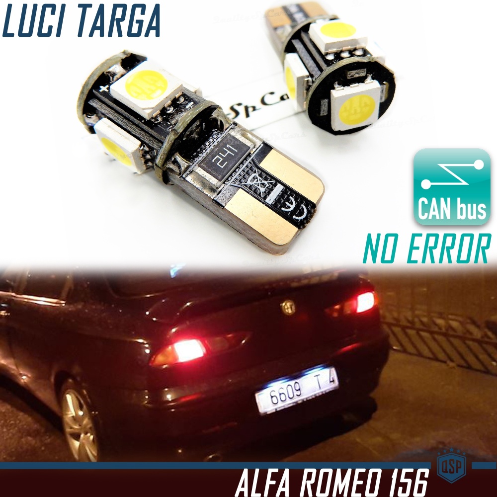 2x Bombillas LED Matrícula para Alfa Romeo 156 (97-07), T10 W5W 6500K Blanco Frío, 100% CANBUS No Errores 2x Bombillas LED Matrícula para Alfa Romeo 156 (97-07), T10 W5W 6500K Blanco Frío, 100% CANBUS No Errores