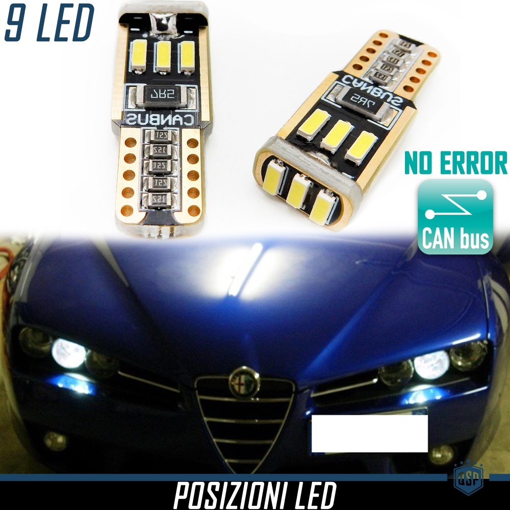 Luci di Posizione LED per Alfa Romeo 159 | 2 Lampadine T10 W5W 6500K Bianco Ghiaccio | 100% CANBUS Luci di Posizione LED per Alfa Romeo 159 | 2 Lampadine T10 W5W 6500K Bianco Ghiaccio | 100% CANBUS