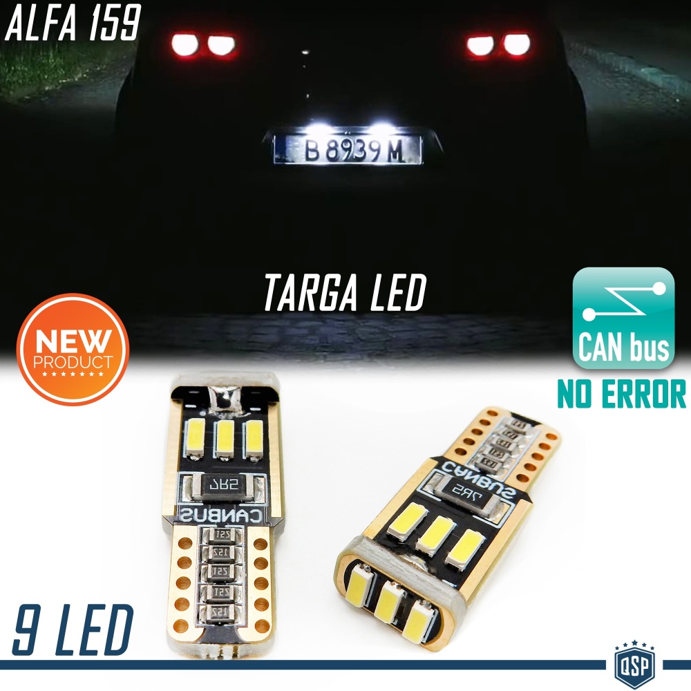 Luci Targa LED per Alfa Romeo 159 (05-11) | Lampadine T10 W5W, 6500K Bianco Ghiaccio, 100% CANBUS Luci Targa LED per Alfa Romeo 159 (05-11) | Lampadine T10 W5W, 6500K Bianco Ghiaccio, 100% CANBUS