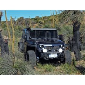 Parrilla Rejilla delantera para JEEP WRANGLER JK 2007- | Falcon Design, Negro Mate en ABS + Rejilla Trasera en ACERO Inoxidable