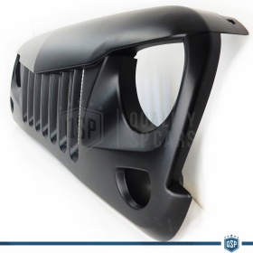 Parrilla Rejilla delantera para JEEP WRANGLER JK 2007- | Falcon Design, Negro Mate en ABS + Rejilla Trasera en ACERO Inoxidable