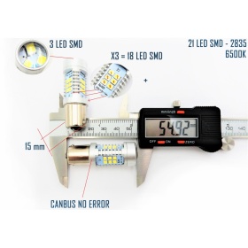2x Luces de Marcha Atrás para Alfa Romeo Spider GTV (95-06), LED P21W - BA15S, con LENTE 3D 21 Led 6500K Luz Blanca, CANBUS