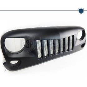 Parrilla Rejilla delantera para JEEP WRANGLER JK 2007- | Falcon Design, Negro Mate en ABS + Rejilla Trasera en ACERO Inoxidable