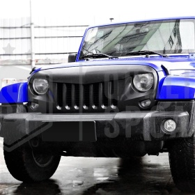 Parrilla Rejilla delantera para JEEP WRANGLER JK 2007- | Falcon Design, Negro Mate en ABS + Rejilla Trasera en ACERO Inoxidable