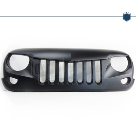 Parrilla Rejilla delantera para JEEP WRANGLER JK 2007- | Falcon Design, Negro Mate en ABS + Rejilla Trasera en ACERO Inoxidable