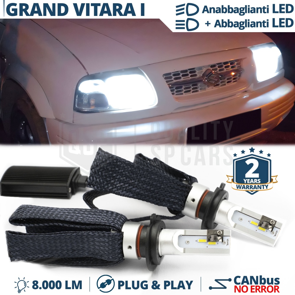 Kit LED H4 para SUZUKI GRAND VITARA 1 99-05 Luces de Cruce + Carretera | 6500K 8000LM CANbus