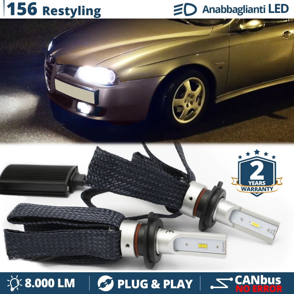 Kit LED H7 para Alfa Romeo 156 03-07 Luces de Cruce CANbus | 6500K Blanco Frío 8000LM
