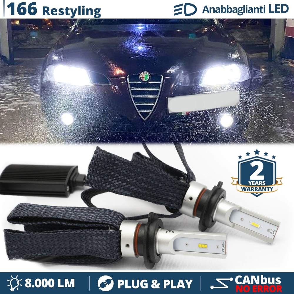 Kit LED H7 para Alfa Romeo 166 Facelift Luces de Cruce CANbus | 6500K Blanco Frío 8000LM