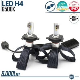 Kit LED H4 CANbus Plug & Play | Conversión LED LUCES DE CRUCE + CARRETERA | 6500K Blanco Frío 8000LM