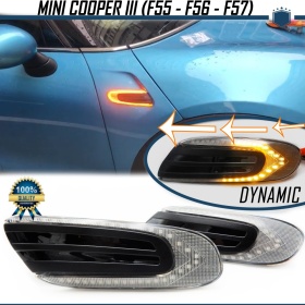 X2 Intermitentes LED Secuenciales para MINI COOPER F55 F56 F57 (13-22) | Homologados, Lente Blanca, CANBUS No Error