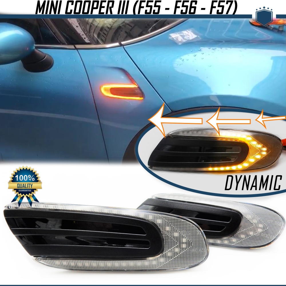 X2 Intermitentes LED Secuenciales para MINI COOPER F55 F56 F57 (13-22) | Homologados, Lente Blanca, CANBUS No Error X2 Intermitentes LED Secuenciales para MINI COOPER F55 F56 F57 (13-22) | Homologados, Lente Blanca, CANBUS No Error
