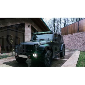 Parrilla Rejilla delantera para JEEP WRANGLER JK 2007- | "Angry Bird" Design, Negro Mate en ABS + Rejilla Trasera en ACERO Inoxidable