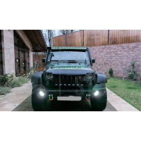 Parrilla Rejilla delantera para JEEP WRANGLER JK 2007- | "Angry Bird" Design, Negro Mate en ABS + Rejilla Trasera en ACERO Inoxidable