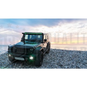 Parrilla Rejilla delantera para JEEP WRANGLER JK 2007- | "Angry Bird" Design, Negro Mate en ABS + Rejilla Trasera en ACERO Inoxidable