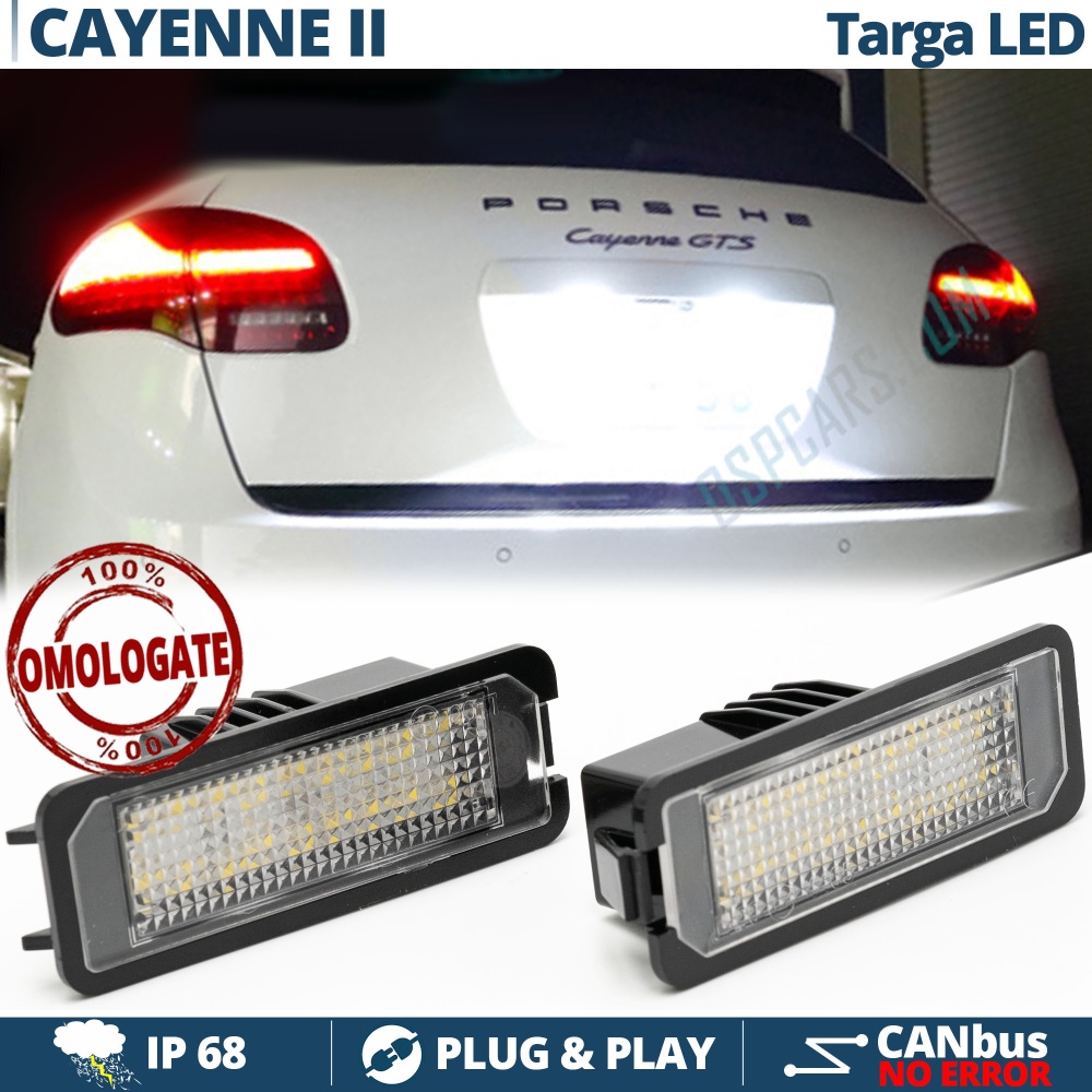 2 Luces de Matricula LED para Porsche Cayenne II (92A), 100% CANbus, 18 LED 6.500K Blanco Frío, Plug & Play 2 Luces de Matricula LED para Porsche Cayenne II (92A), 100% CANbus, 18 LED 6.500K Blanco Frío, Plug & Play