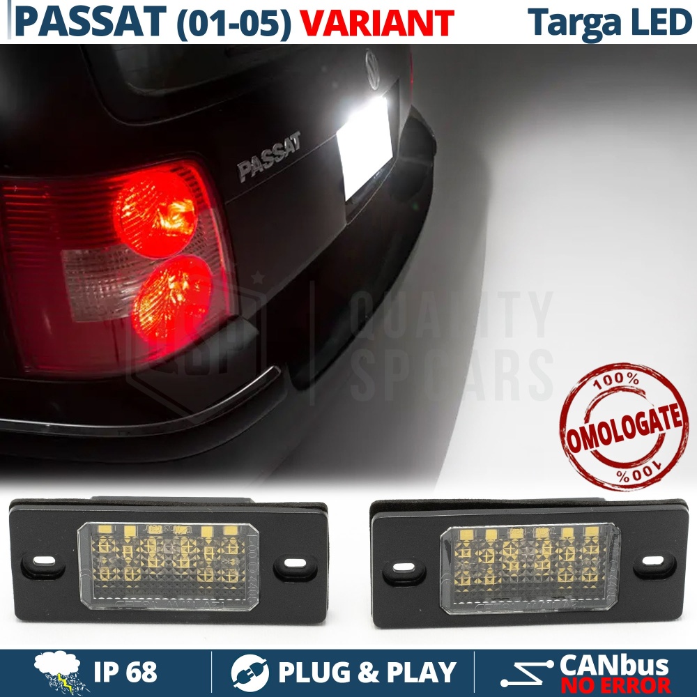 2 Luces de Matricula LED para VW Passat B5 Variant Facelift (01-05) | 100% CANbus, 18 LED 6500K Blanco Frío, Plug & Play 2 Luces de Matricula LED para VW Passat B5 Variant Facelift (01-05) | 100% CANbus, 18 LED 6500K Blanco Frío, Plug & Play