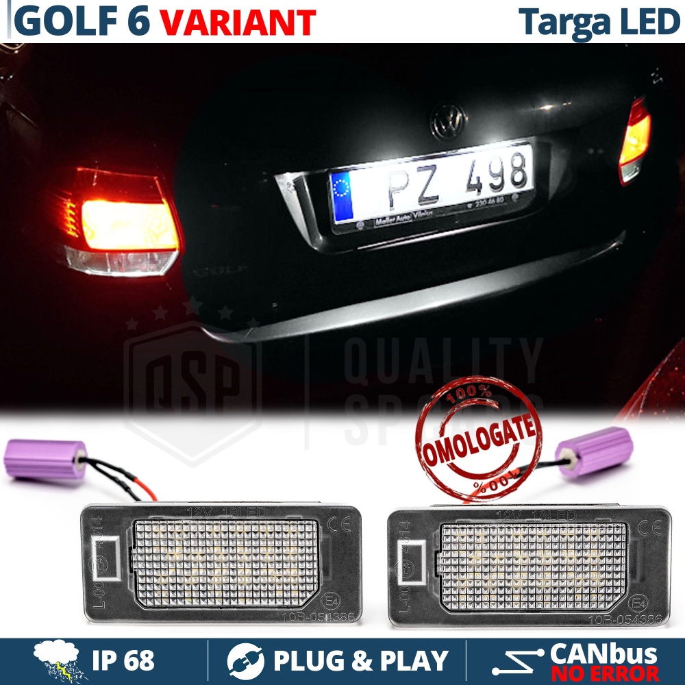 2 Luces de Matricula LED para VW Golf 6 VARIANT | 100% CANbus, 18 LED 6.500K Blanco Frío | Plug & Play