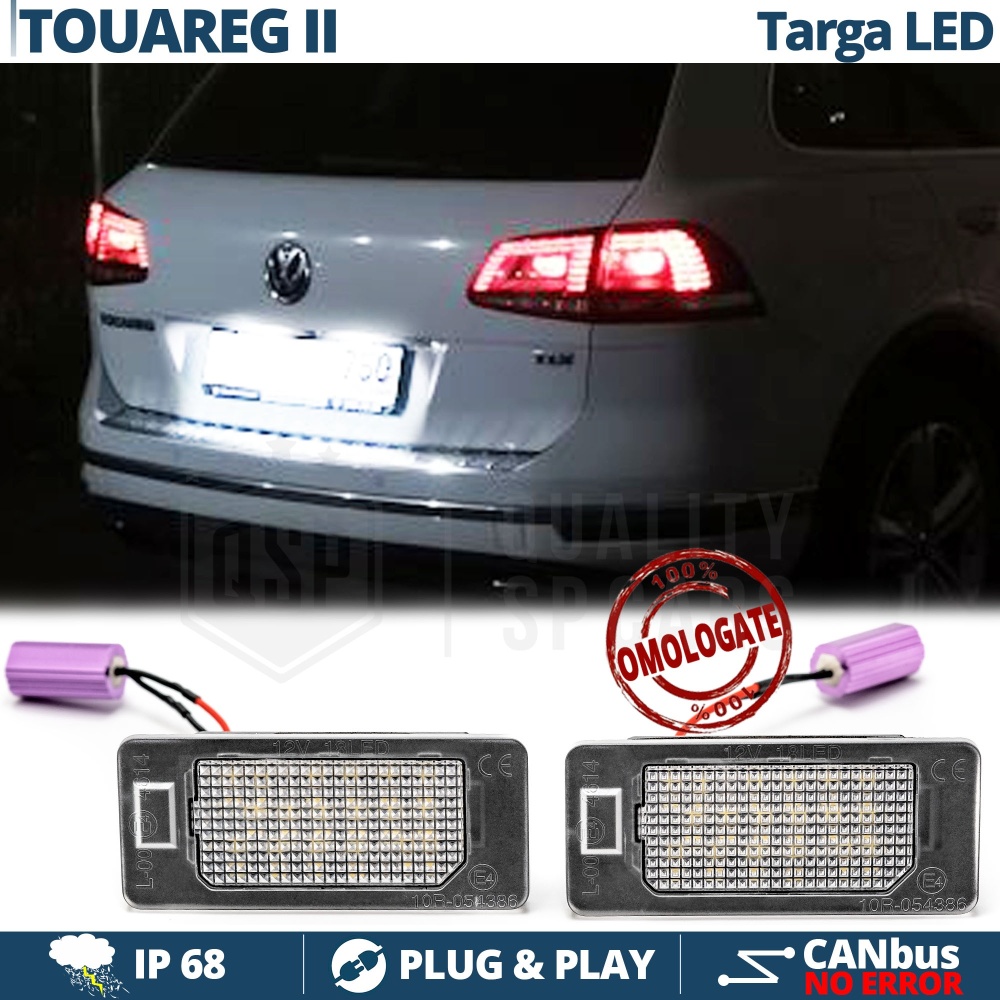 Placchette Luci Targa LED per VW Touareg 7P (10-14) | 18 LED 100% CANbus 6500K Bianco Ghiaccio | Plug & Play Placchette Luci Targa LED per VW Touareg 7P (10-14) | 18 LED 100% CANbus 6500K Bianco Ghiaccio | Plug & Play
