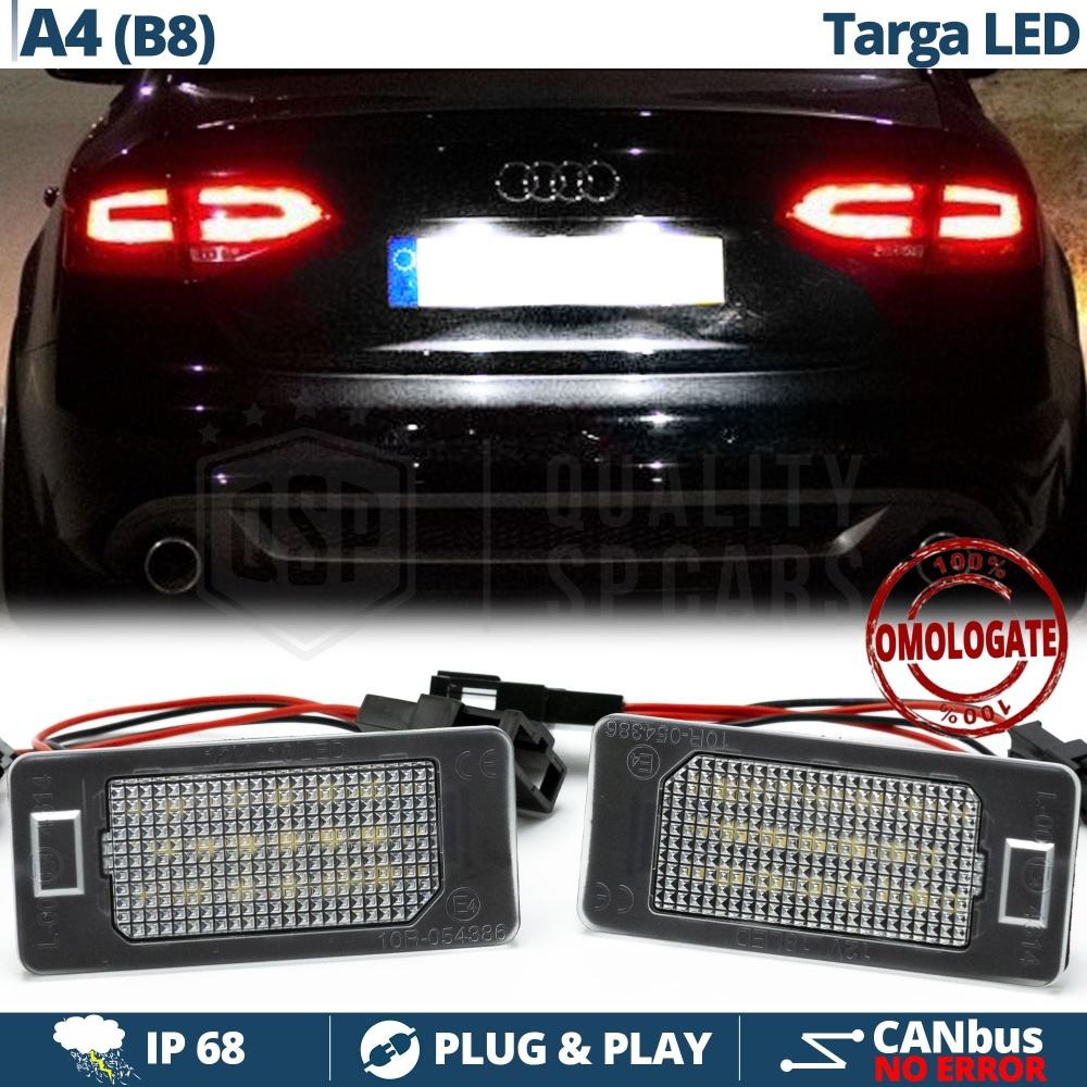 2 Luces de Matricula LED para AUDI A4 B8 (07-11) | 100% CANbus, 18 LED 6.500K Blanco Frío | Plug & Play 2 Luces de Matricula LED para AUDI A4 B8 (07-11) | 100% CANbus, 18 LED 6.500K Blanco Frío | Plug & Play