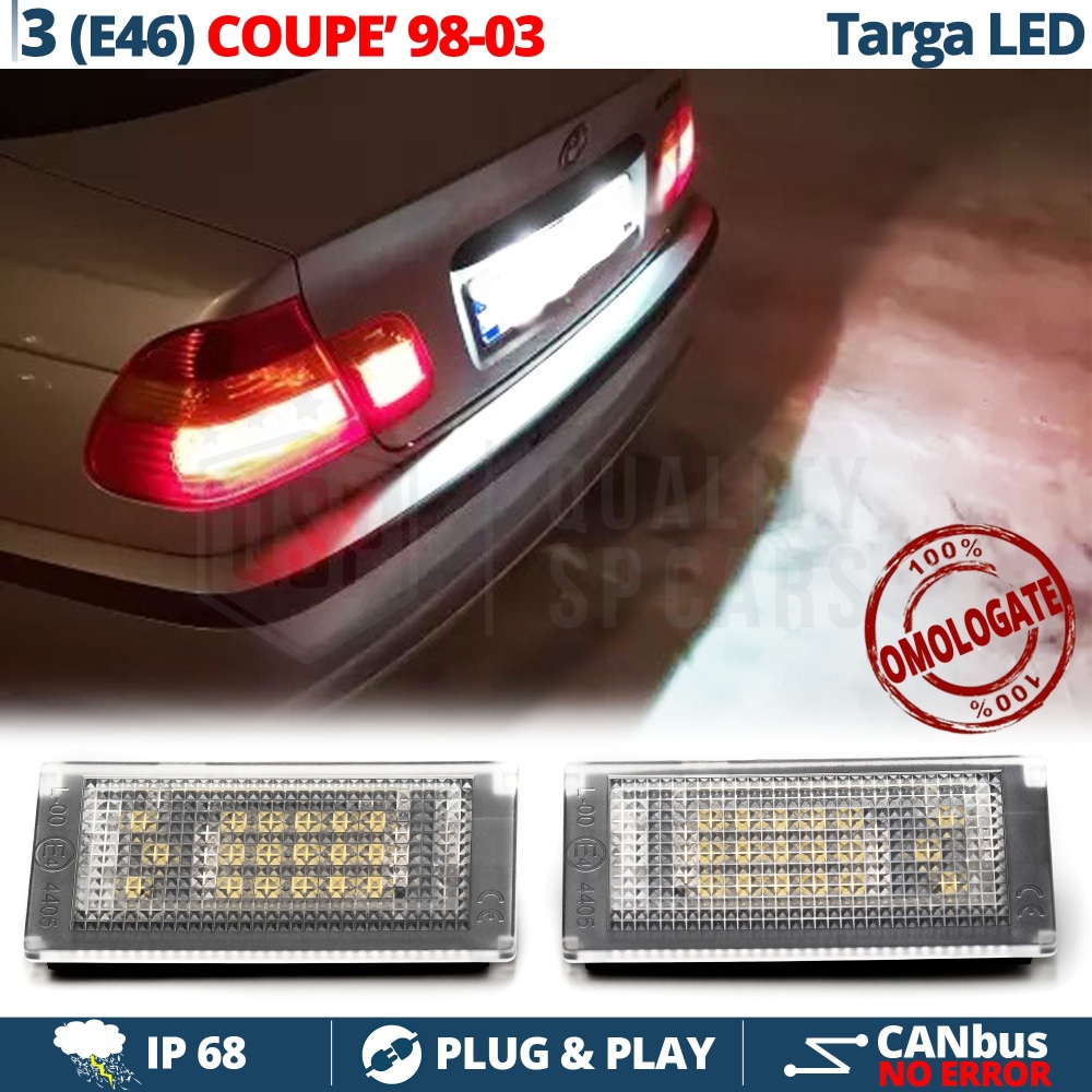 2 Luces de Matricula Led para BMW Serie 3 E46 Cupé 2 Puertas 98-03 | Canbus 18 LED 6.500K Blanco Frío, Plug & Play 2 Luces de Matricula Led para BMW Serie 3 E46 Cupé 2 Puertas 98-03 | Canbus 18 LED 6.500K Blanco Frío, Plug & Play