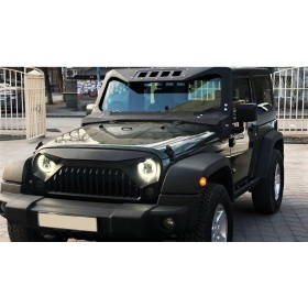 Parrilla Rejilla Delantera para JEEP WRANGLER JK 2007- | "Angry Bird II" Negro Mate, en ABS