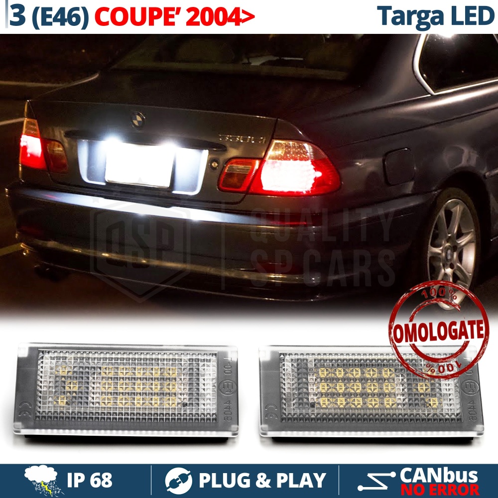 2 License Plate Full Led for BMW 3 Series E46 Coupe 2 Doors 04-06 | Canbus 18 Leds 6.500K White Ice, Plug & Play 2 License Plate Full Led for BMW 3 Series E46 Coupe 2 Doors 04-06 | Canbus 18 Leds 6.500K White Ice, Plug & Play