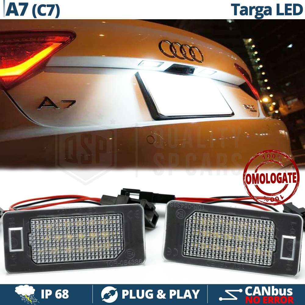 Placchette Luci Targa LED per AUDI A7 C7 (10-18) | 18 LED 100% CANbus 6500K Bianco Ghiaccio | Plug & Play Placchette Luci Targa LED per AUDI A7 C7 (10-18) | 18 LED 100% CANbus 6500K Bianco Ghiaccio | Plug & Play