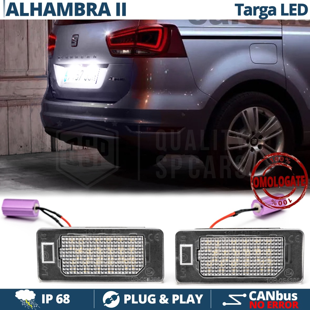 2 Luces de Matricula LED para Seat Alhambra II (2010-)| 100% CANbus, 18 LED 6.500K Blanco Frío | Plug & Play 2 Luces de Matricula LED para Seat Alhambra II (2010-)| 100% CANbus, 18 LED 6.500K Blanco Frío | Plug & Play
